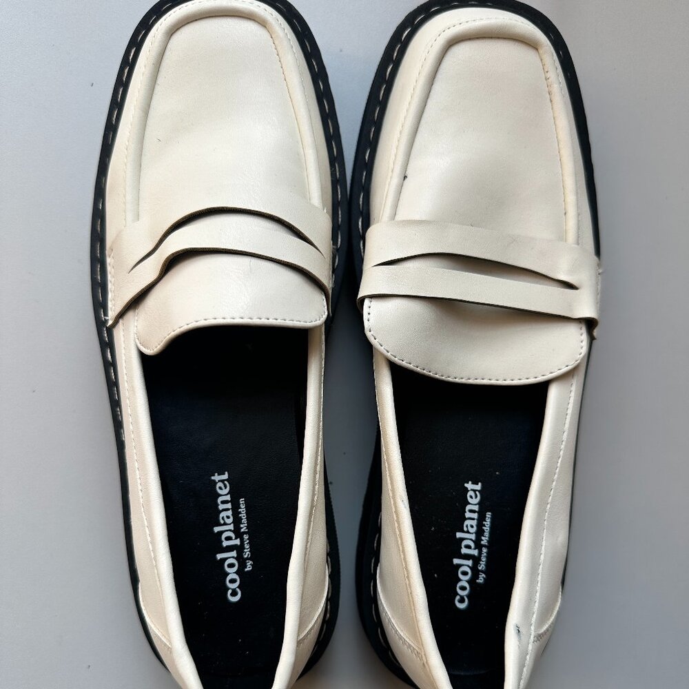 Cool Planet by Steve Madden Cream Loafers | Chunky Platform Penny Style Size 7.5
